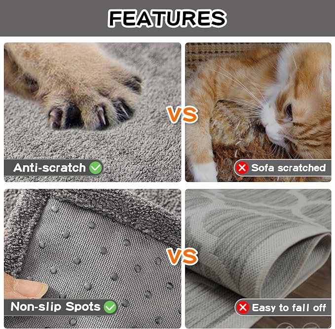 MEETSKY Couch Cover for 3 Cushion Sofa Washable, Cat Scratch Proof Sofa Covers, Furniture Protector Oversized L Shape Grey Sofa Slipcovers Sectional Big Couch Covers for Dogs Pets, 71" x 150" - Image 6
