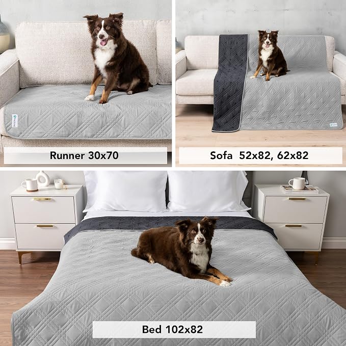 PetAmi Waterproof Bed Cover for Dogs, Pet Blanket Couch Cover, Reversible Furniture Cover Sofa Protector for Pet Cat Bed, Washable Dog Blanket for Seat, 68x82 Light Gray - Image 6