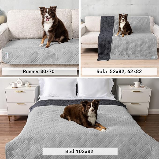 PetAmi Waterproof Couch Cover for Dogs, Non-Slip Leakproof Sofa Furniture Protector for Pet Cat, Machine Washable Bed Blanket for Car Seat, 102x82 Light Gray - Image 5