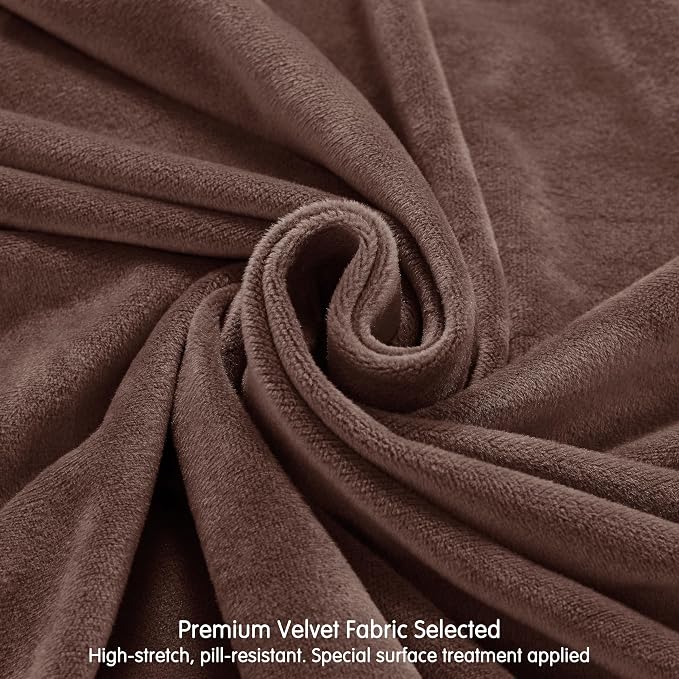 CHUN YI Velvet Couch Cushion Covers, 2PC Water Resistant Loveseat Cushion Covers for 2 Cushion Couch, Individual Seat Cushion Covers Cushion Protector Slipcovers for Pets (2 Pack, Brown) - Image 5