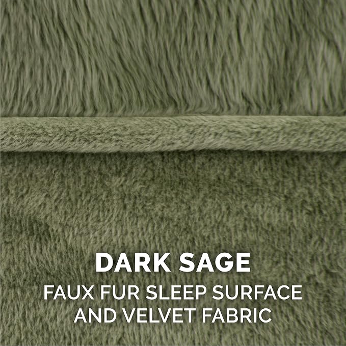 Furhaven Replacement Dog Bed Cover Faux Fur & Velvet Sofa-Style, Machine Washable - Dark Sage, Jumbo Plus (XX-Large) - Image 4