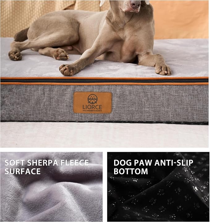 LIROCE Washable Dog Bed Cover Replacement, Jumbo Wrap-Around Zipper Cover for Orthopedic Memory Faom Dog Bed (53x36x6 inches), Ligth Grey - Image 4