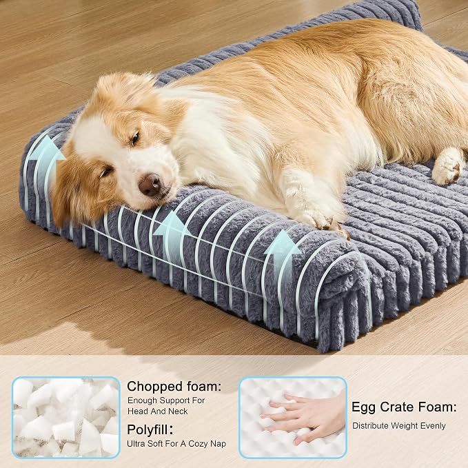 Orthopedic Calming Large Dog Bed Pet Sofa Bed 36''X24'' Grey | 2-Sided Pet Couch Large Sized Dog, Soft Egg-Crate Foam Dog Mat, Waterproof Removable Washable Cover, Nonskid Bottom Cat Bed - Image 5