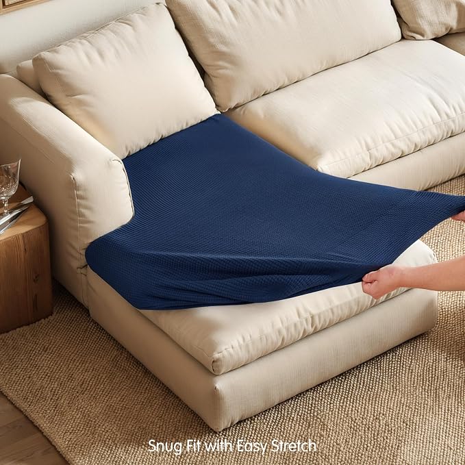 Hokway Stretch Chaise Cover Individual Couch Cushion Slipcovers Reversible Cushion Protector Slipcovers Sofa Cushion Protector Covers (Chaise Cover, Darkblue) - Image 5