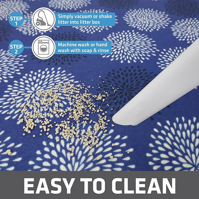Drymate Cat Litter Box Mat, Litter Trapping Mat, Dark Blue, 29x36 XL | Waterproof, Urine-Proof, Absorbent, Machine Washable, Soft on Paws, Contains Mess, Protects Floors, Kitten Supplies, USA Made - Image 5