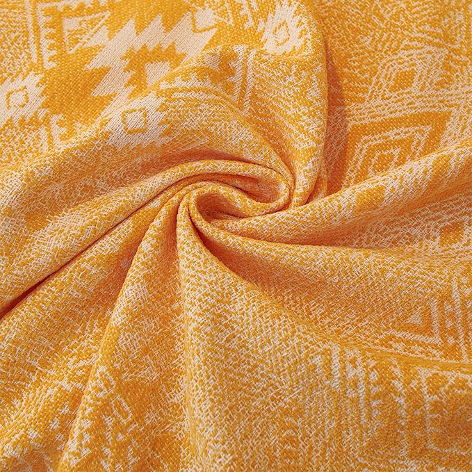 DREAMINGO Couch Cover - Geometric Jacquard, Yellow, Boho Vintage Loveseat Couch Covers for Dogs Washable, Chenille Furniture Protector Sectional Sofa Slipcovers 2 Seater, Large 71"x118" - Image 5