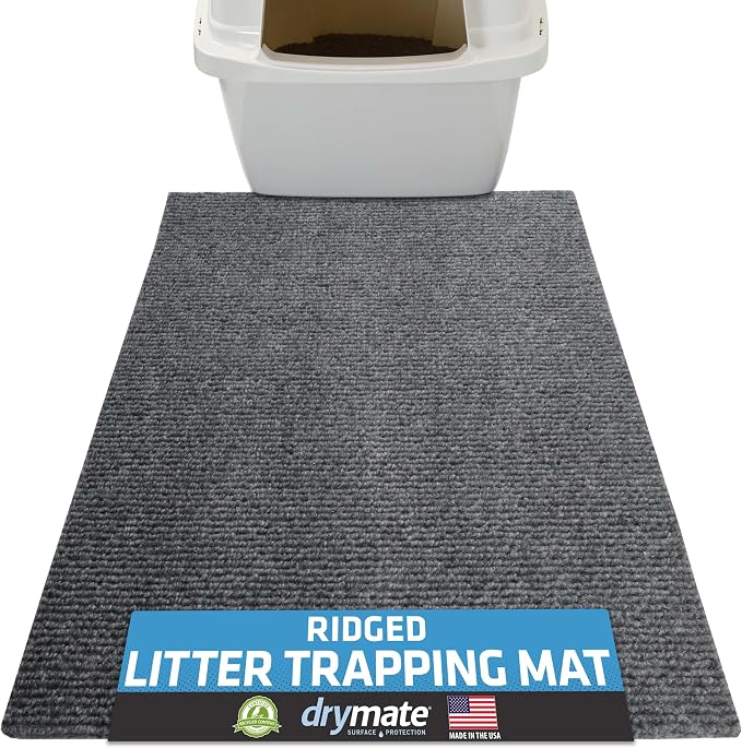 Drymate Cat Litter Box Mat, Litter Trapping Mat, Grey, 20x28 | Waterproof, Urine-Proof, Absorbent, Machine Washable, Soft on Paws, Contains Mess, Protects Floors, Kitten Supplies, USA Made by Drymate