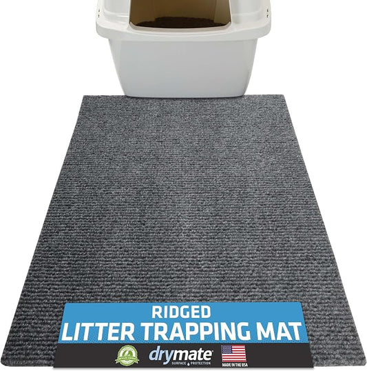 Drymate Cat Litter Box Mat, Litter Trapping Mat, Grey, 20x28 | Waterproof, Urine-Proof, Absorbent, Machine Washable, Soft on Paws, Contains Mess, Protects Floors, Kitten Supplies, USA Made by Drymate