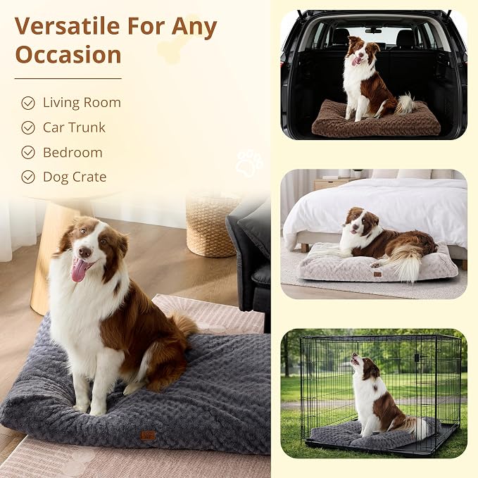EGOHOME Dog Bed for Large Dogs, Shredded Memory Foam, Washable, Non-Slip | Balanced Support Foam, CertiPUR-US, Removable Washable Cover, Rose Velvet, Dog Crate Bed & Kennel Pad, 35 x 23 Inch, Brown - Image 7