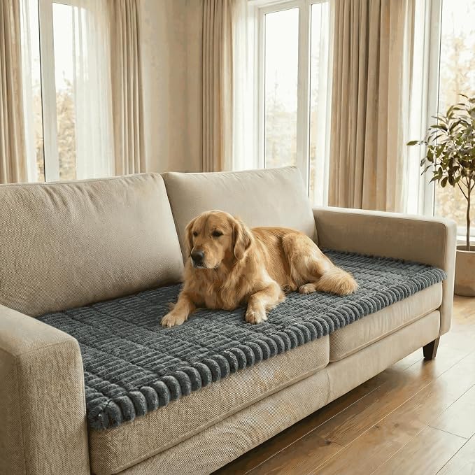 Non-Slip Sectional Couch Covers, Washable Pet Friendly Furniture Protector for Dogs Cats, Soft Thick Slipcover for L-Shaped Sofa (Sold by Piece, Not Set) (Dark Grey, 27.6"x82.5") by CURUYAN