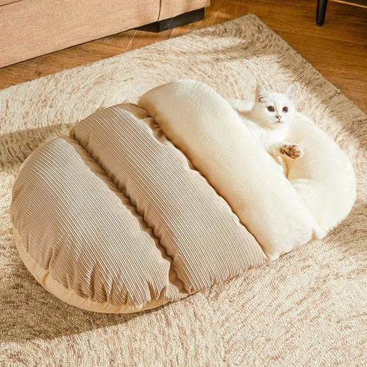Romaneco Cat Bed - Pet Slipper Cave Bed for Indoor Cats and Small Dogs, Self Warming, Cozy & Soft Plush, Anti-Slip & Durable, Washable for Kittens and Puppies Under 15 lbs (24"x16", M, Light Brown) by Romaneco