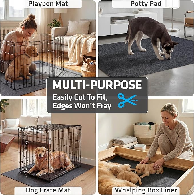Drymate 2-Pack Jumbo Dog Playpen Mat (60x74), Absorbent, Waterproof, Slip-Resistant, Machine Washable, Reusable Puppy Pad for Training, Whelping, Housebreaking, Incontinence, Crate, Kennel (USA Made) - Image 5