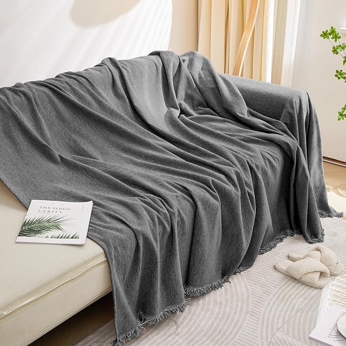 MEETSKY Oversized Couch Cover Sofa Cover for 3 Cushion Couch Sofa ，Washable Sofa Covers for Living Room Sectional Sofa Covers for Dogs Couch Protector, 91" x 150", Charcoal Gray - Image 4