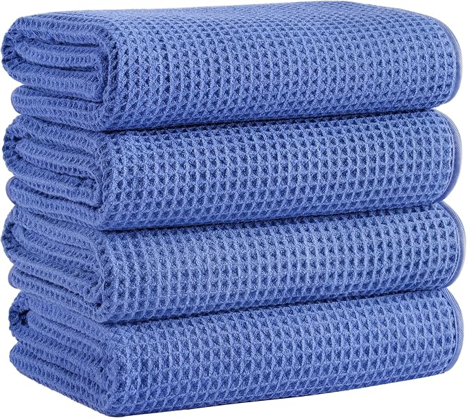 Microfiber Waffle Bath Towels, 4 Pieces, Soft, Absorbent, Fast Drying, Lint Free 430 GSM (27''x55''/68.58 cm x139.7 cm) by Unknown