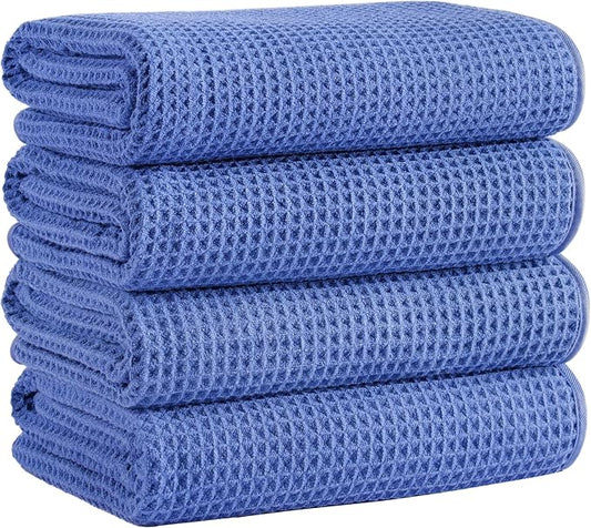 Microfiber Waffle Bath Towels, 4 Pieces, Soft, Absorbent, Fast Drying, Lint Free 430 GSM (27''x55''/68.58 cm x139.7 cm) by Unknown