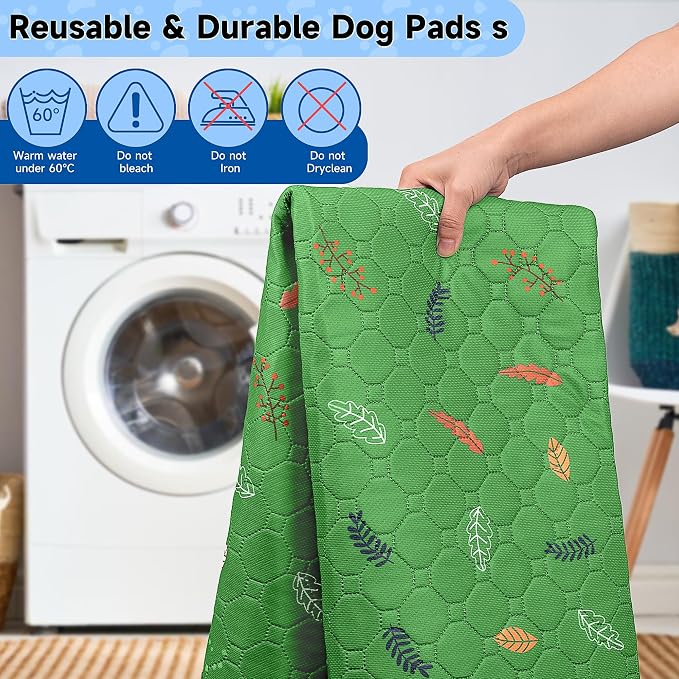 Sunheir 2-Pack Extra Large Reusable Dog Mat for Floor, Dog Playpen, Non-Slip Waterproof Super Absorbent Washable Pee Pads for Dogs, Pet Whelping Pads, Potty Training - Green, 36" x 48" - Image 5