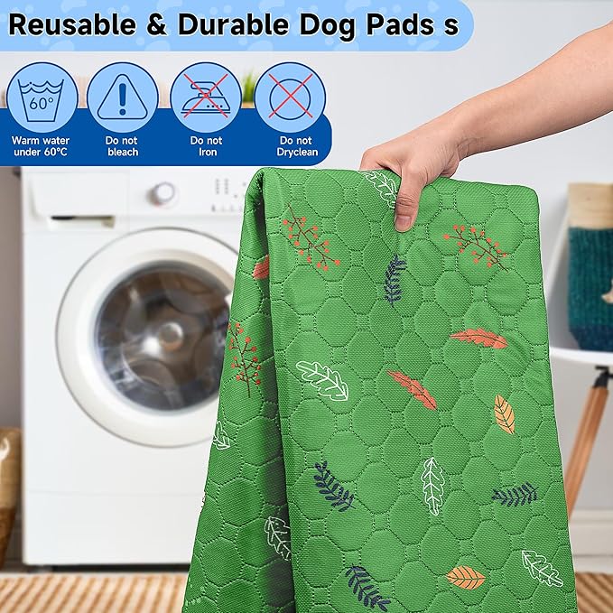 Sunheir Washable Pee Pads for Dogs 72"x72", Extra Large Reusable Puppy Pads Pet Training Pads for Dog Playpen, Waterproof Pee Pads for Puppy Playpen, Whelping Pad, Dog Playpen Indoor - Green - Image 5