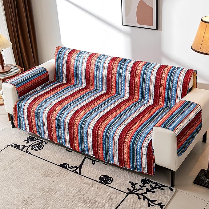 EVENHUG Boho Sofa Cover for 3 Cushion Couch Sofa Slipcover Washable 3 seat Couch Cover Furniture Protector Cover with Elastic Straps for Pets Kids Dog Cat (Sofa) - Image 3