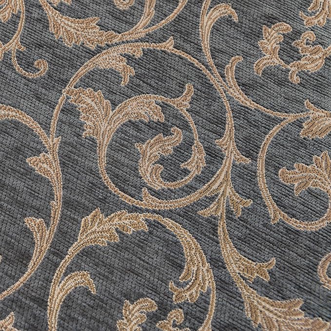 Loom and Mill Chenille Jacquard Sofa Covers, Blue-Grey+Khaki, 71"x118" | Elegant Acanthus Sofa Throw Cover with Tassels for 2-3 Cushion Couch, Sectional Couch Cover Sofa Slipcover for Dogs Pets - Image 7