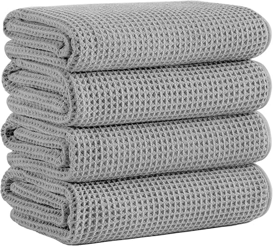 Microfiber Waffle Bath Towels, 4 Pieces, Soft, Absorbent, Fast Drying, Lint Free 430 GSM (27''x55''/68.58 cm x139.7 cm) by Unknown