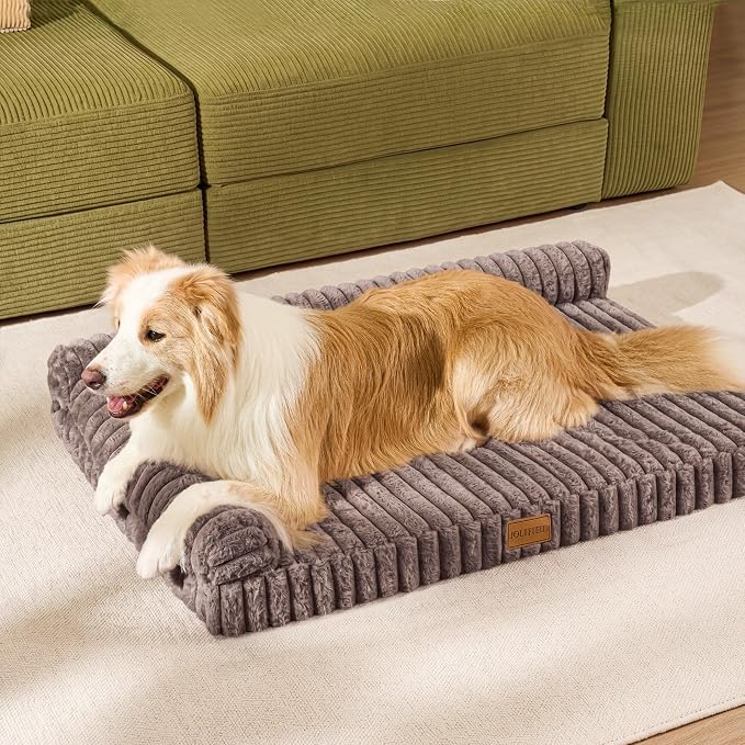 Orthopedic Calming Large Dog Bed Pet Sofa Bed 48''X30'' Taupe | 2-Sided Pet Couch Large Sized Dog, Soft Egg-Crate Foam Dog Mat, Waterproof Removable Washable Cover, Nonskid Bottom Cat Bed - Image 2