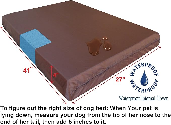 Dogbed4less Orthopedic Dog Bed with Memory Foam for Medium Large Pet, Waterproof Liner, Durable Denim Blue Cover, 41X27X4 Inch (Fit into 42X28 Crate) - Image 3