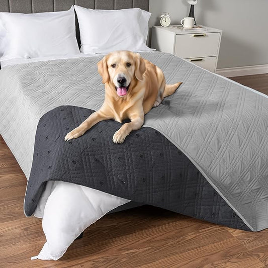 PetAmi Waterproof Couch Cover for Dogs, Non-Slip Leakproof Sofa Furniture Protector for Pet Cat, Machine Washable Bed Blanket for Car Seat, 102x82 Light Gray by PetAmi