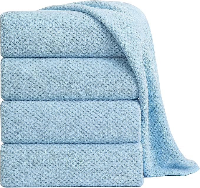 Extra Large Bath Towel Sheet Set 35x70 Inches - Oversized Bath Towels Set,Jumbo Large Microfiber - Quick Dry, Lightweight,Super Soft,Highly Absorbent Towel Set for Bathroom,Hotel,SPA,Pack of 4 (Blue) by Smuge