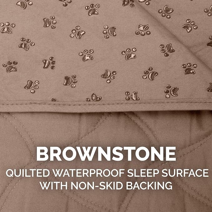 Furhaven Waterproof & Non-Slip Queen Size Mattress Cover Protector for Dogs & Cats, Washable, For Beds, Couches, & Car Seats - Quilted Twill Blanket Mattress Cover - Brownstone, Large/Queen Size - Image 6