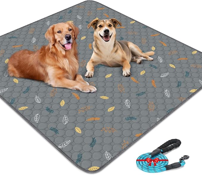 72"x72" Washable Pee Pads for Dogs, Reusable & Absorbent | Large reusable dog pads with 60''L Dog Leash,leakproof non-slip backing,for crates,playpens,beds and potty training by HOMAGICO