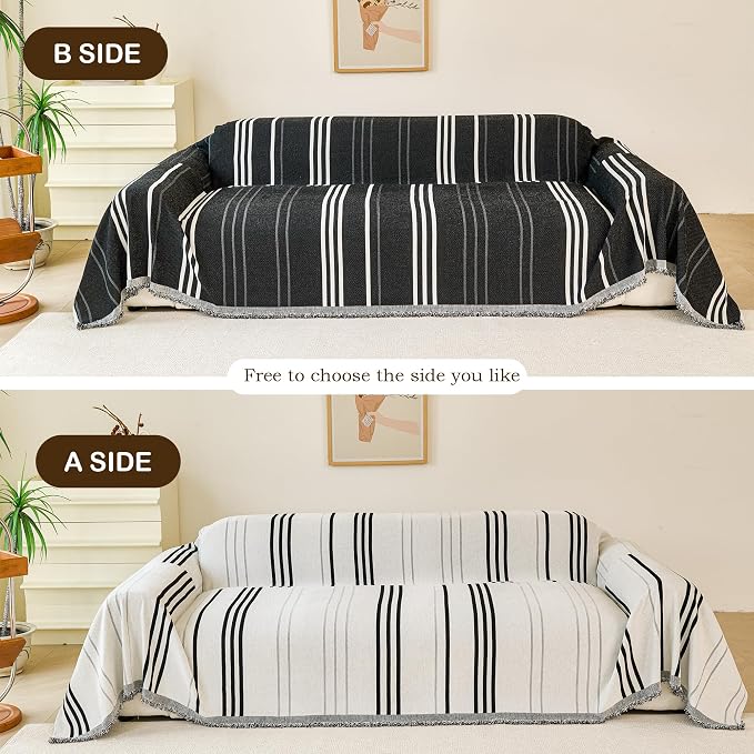 VANJOROY Couch Sofa Cover for 3 Cushion Sectional Sofa L-Shape -Washable Chenille Couch Cover for Dogs Pets, Boho Couch Cover Protector Soft Sofa Slipcovers with Tassel,91"x 134" - Image 8