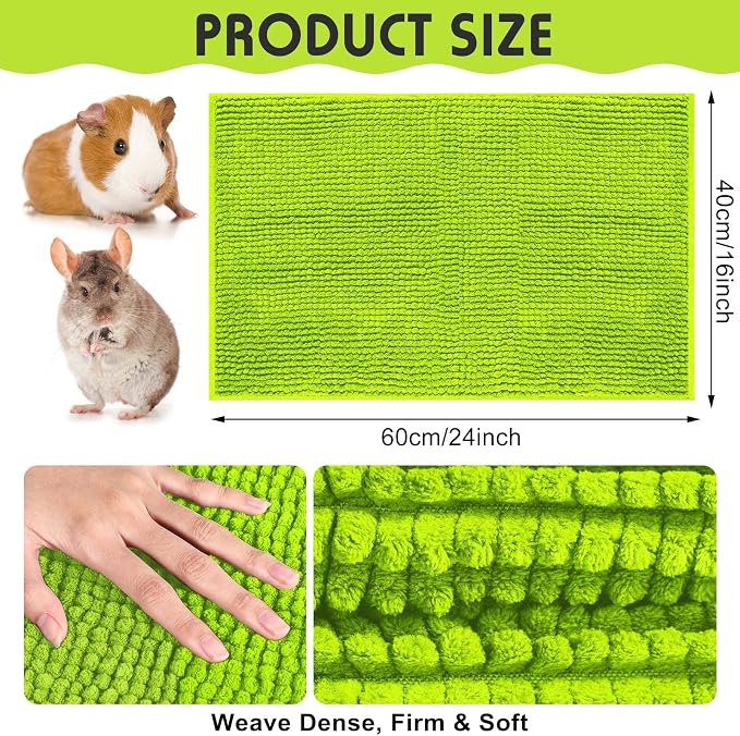 Amylove 4 Pcs Guinea Pig Cage Liner 16 x 24 Inch Washable Chenille Pee Pads Pet Dog Cat Bedding Training Mat Reusable for Small Animals Puppy Bunny Hamster Chinchilla - Image 6