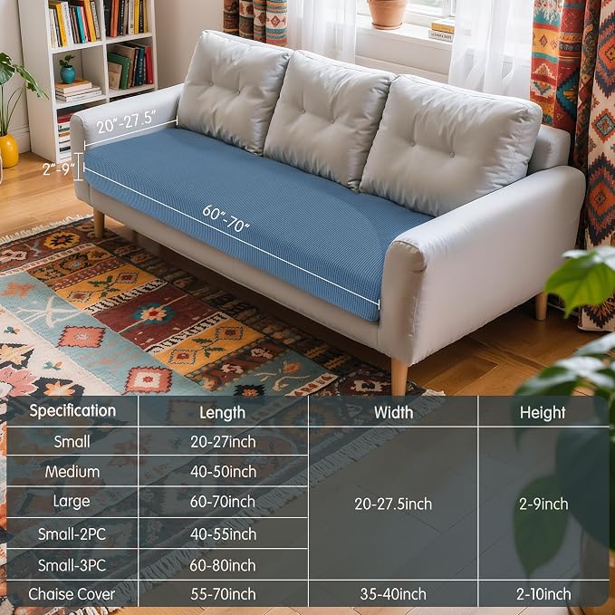 Hokway Couch Cushion Covers Stretch Cushion Covers Sofa Seat Cushion Slipcover Cushion Protector(DenimBlue, Large) - Image 3