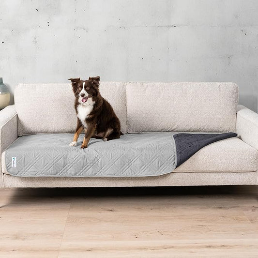PetAmi Waterproof Bed Cover for Dogs, Pet Blanket Couch Cover, Reversible Furniture Cover Sofa Protector for Pet Cat Bed, Washable Dog Blanket for Seat, 30x70 Light Gray by PetAmi
