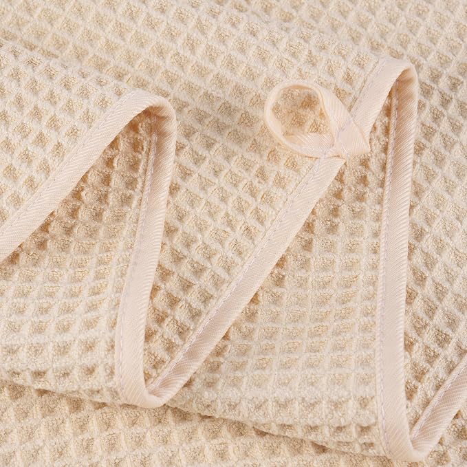 POLYTE 430 GSM Microfiber Quick Dry Lint Free Oversize Bath Towel Set, 6 Piece (Waffle Weave) - Image 4