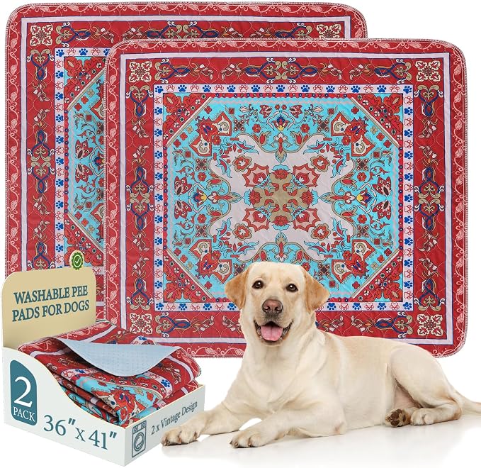 Homimp Washable Pee Pads for Dogs, 2 Pack Reusable Puppy Pads Waterproof, Absorbent and Leakproof Dog Pee Pads, Non Slip Puppy Training Pads, Pet Mat for Floor, Crate, Couch, Whelping,Brown, 36"x41" by HOMIMP