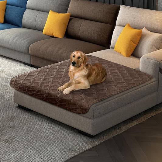 Waterproof Couch Cover for Dogs - Washable Pets Furniture Protector | TPU Leak-Proof Liner, Lightweight & Reversible, Fits Chair, Sofa, Bed, 40" x 50" , Chocolate/Cream by TuffeelHome