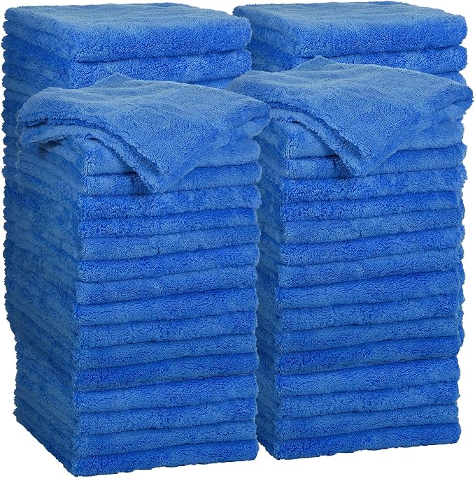 Shimeyao 30 Pcs 16 x 16 Inch Microfiber Towels for Cars, 500 GSM Edgeless Plush Car Detailing Towels, Lint Free Scratch Free Cleaning Cloths for Drying, Washing, Polishing, Waxing, Home (Dark Blue) by Shimeyao