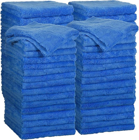 Shimeyao 30 Pcs 16 x 16 Inch Microfiber Towels for Cars, 500 GSM Edgeless Plush Car Detailing Towels, Lint Free Scratch Free Cleaning Cloths for Drying, Washing, Polishing, Waxing, Home (Dark Blue) by Shimeyao