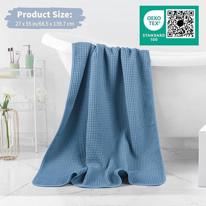 Microfiber Waffle Bath Towels, 4 Pieces, Soft, Absorbent, Fast Drying, Lint Free 430 GSM (27''x55''/68.58 cm x139.7 cm) - Image 5