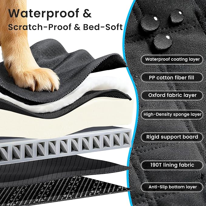 Hard Bottom Dog Car Seat Cover for Back Seat with Door Protector | 100% Waterproof, Tear-Resistant & Non-Slip, Back Seat Cover for Small Mid Cars, SUVs & Trucks, Holds 450Lbs, Easy to Clean - Image 4