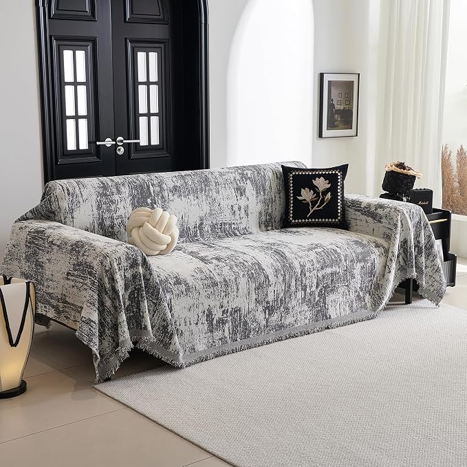 MYSKY HOME Couch Cover for Sectional Sofa Set Abstract Geometric Furniture Sofa Cover Washable for Dog Cat Pet Couch Covers 3 Seat Sofa Chenille Couch Protector Multi-Use Couch Cover Blanket,71" X134" - Image 2