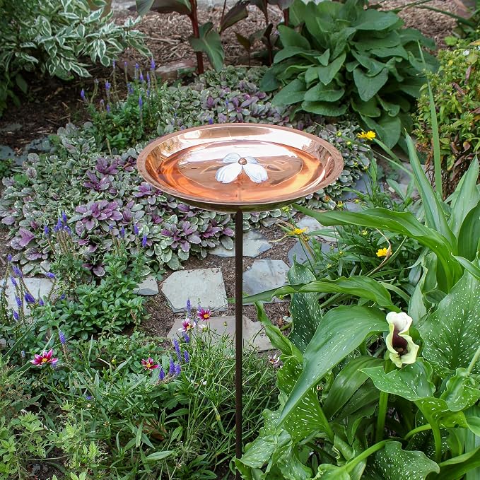 Achla Designs Dogwood Copper Birdbath with Stake - Image 4