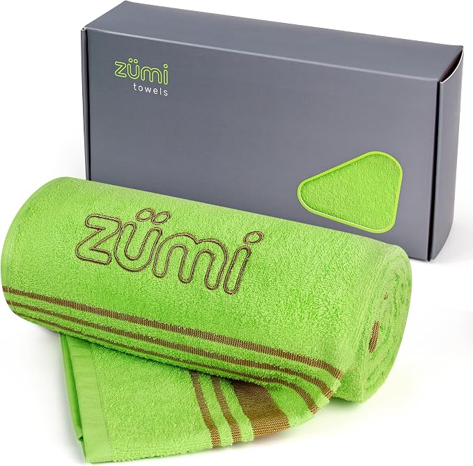 Zumi 100% Cotton Quick Dry Travel Towel - Soft, Thin, Compact, Highly Absorbent, Lightweight Camping Towel for Beach, Gym, Bath, Shower, Swimming, Dorm, RV - Green by Zumi+Towels