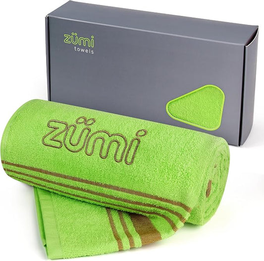 Zumi 100% Cotton Quick Dry Travel Towel - Soft, Thin, Compact, Highly Absorbent, Lightweight Camping Towel for Beach, Gym, Bath, Shower, Swimming, Dorm, RV - Green by Zumi+Towels