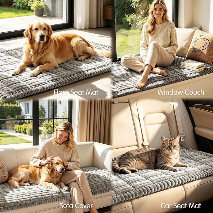 SUBRTEX Couch Cover for Dogs, Non-Slip Sofa Mat Washable, Thick Sofa Slipcover Cushion Protector Pet-Friendly (Light Gray, 27.6"x82.7") - Image 7