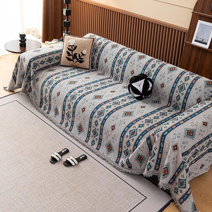 ROOMLIFE Couch Cover 3 Cushion Sofa, Washable Non Slip Furniture Sofa Protector Cover, Soft Chenille Sofa Slipcovers Sectional L Shape Dogs Couch Cover Throw Blanket with Tassels 71''X150'' - Image 8