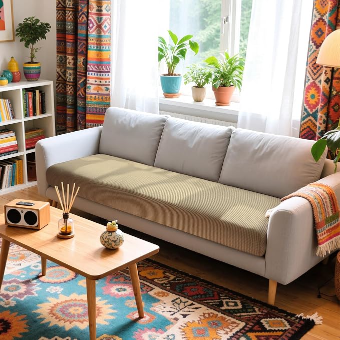 Hokway Couch Cushion Covers Stretch Cushion Covers Sofa Seat Cushion Slipcover Cushion Protector(Sand, Large) - Image 3
