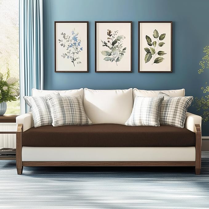 CHUN YI Stretch Couch Cushion Cover Suitable for 3 Settee, Sofa Seat Slipcover with Spandex Jacquard Fabric(Large,Chocolate) - Image 4
