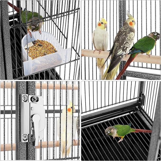 Yaheetech 54-inch Wrought Iron Standing Large Parrot Parakeet Flight Bird Cage for Small Parrot Sun Parakeet Green Cheek Conure Lovebird Budgie Finch Canary Bird Cage with Stand - Image 4